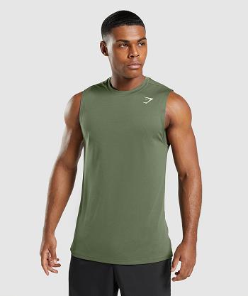 Pánské Tílko Gymshark Arrival Bez Rukávů Olivy Zelené | CZ 2289VRW